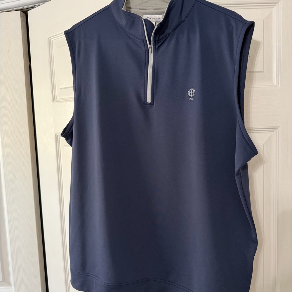 Peter Millar Men's Navy Sleeveless Quarter-Zip Pullover